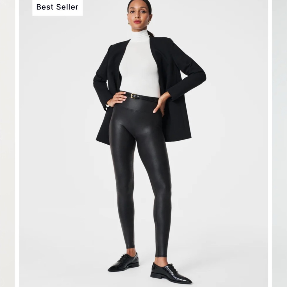 Spanx faux leather leggings size XL EUC black